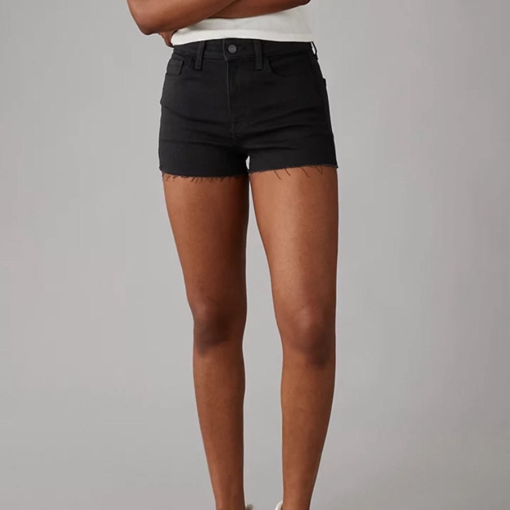 ⭐️ American Eagle Next Level High-Waisted Black Denim Shorts